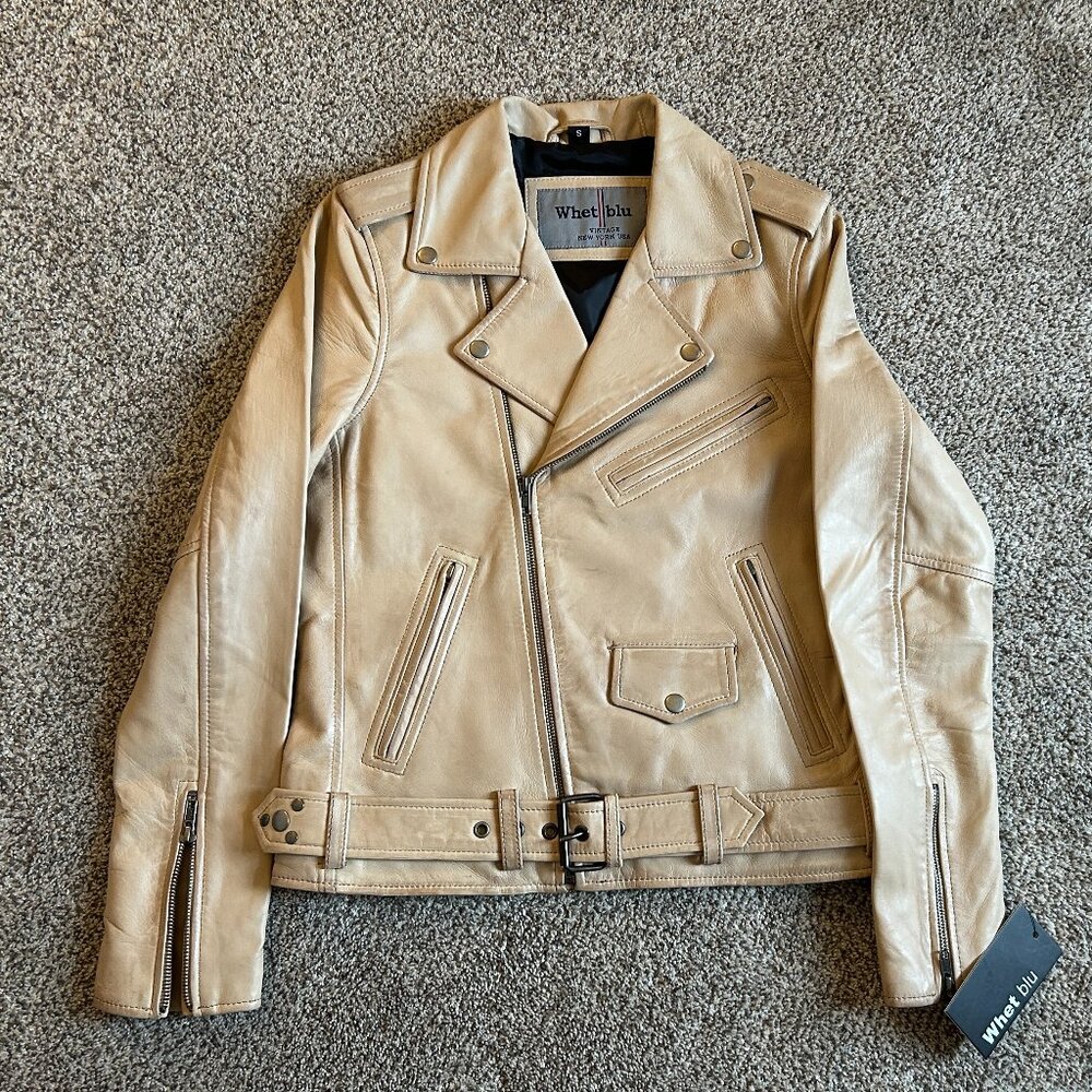 NWT Whet Blu "Rebel" Leather Jacket - Oil Sand // Women's Small // Retail $375